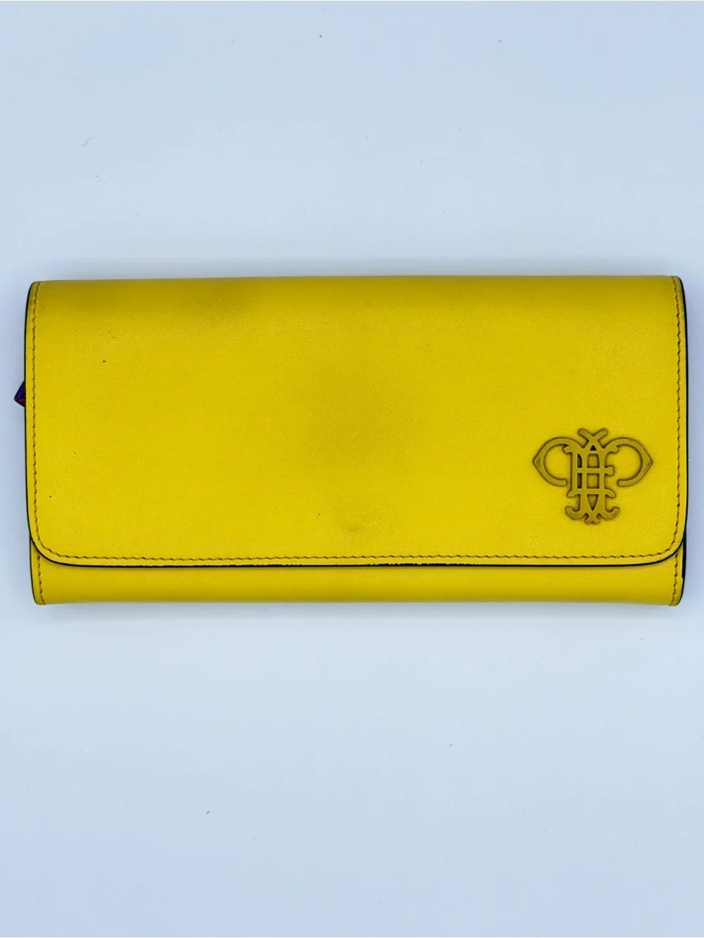 Emilio Pucci Yellow Leather Bird of Paradise Wallet with Logo